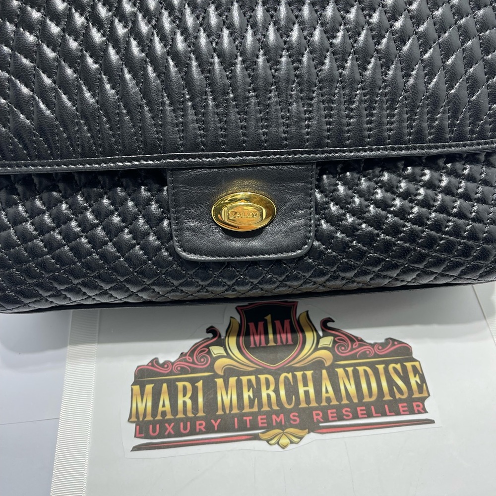 Bally Quilted Leather Shoulder Bag in Black. - Picture 12 of 16